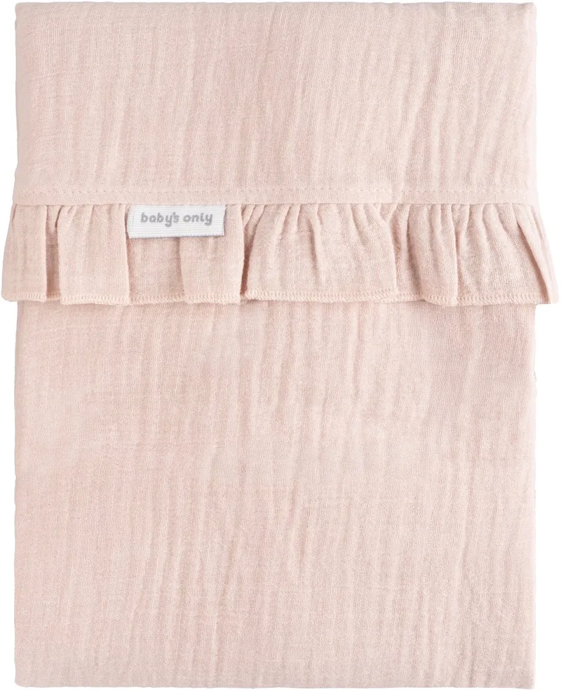 Wieglaken Calm - Laken voor de wieg en co-sleeper - Met ruffle - Babylaken - TOG 0.2 - 80x100 cm - Gemaakt van 100% katoen van Baby's Only in Oud Roze – productfoto