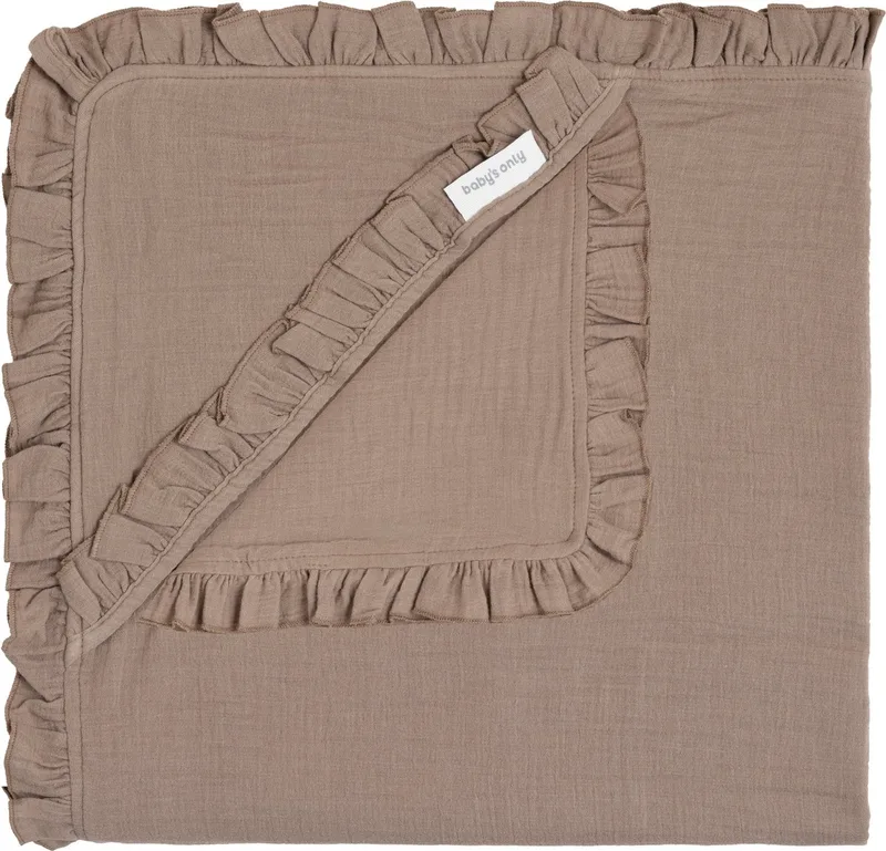 Wikkeldeken - Omslagdoek baby Calm - Wikkeldeken voor in de autostoel - Geschikt voor drie- en vijfpuntsgordel - 75x75 cm - 100% katoen by Baby's Only in Clay – product photo