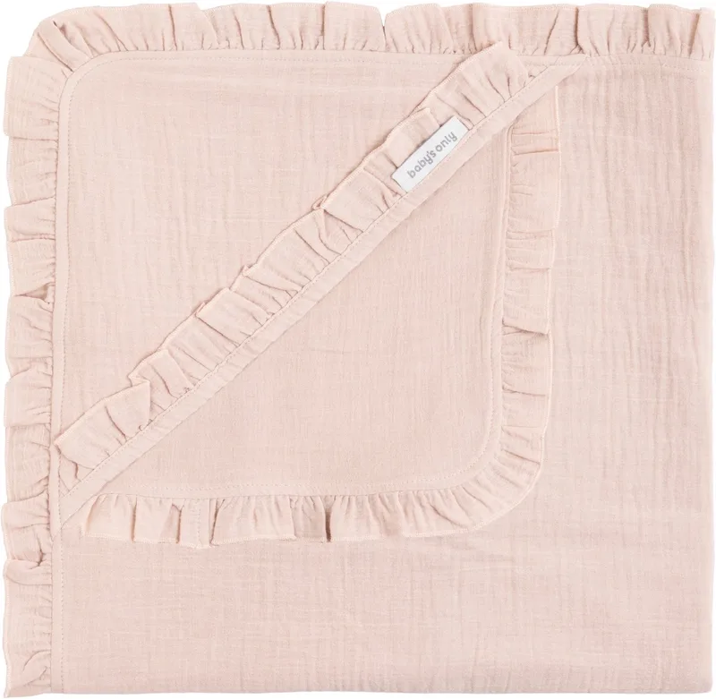 Wikkeldeken - Omslagdoek baby Calm - Wikkeldeken voor in de autostoel - Geschikt voor drie- en vijfpuntsgordel - 75x75 cm - 100% katoen by Baby's Only in Oud Roze – product photo