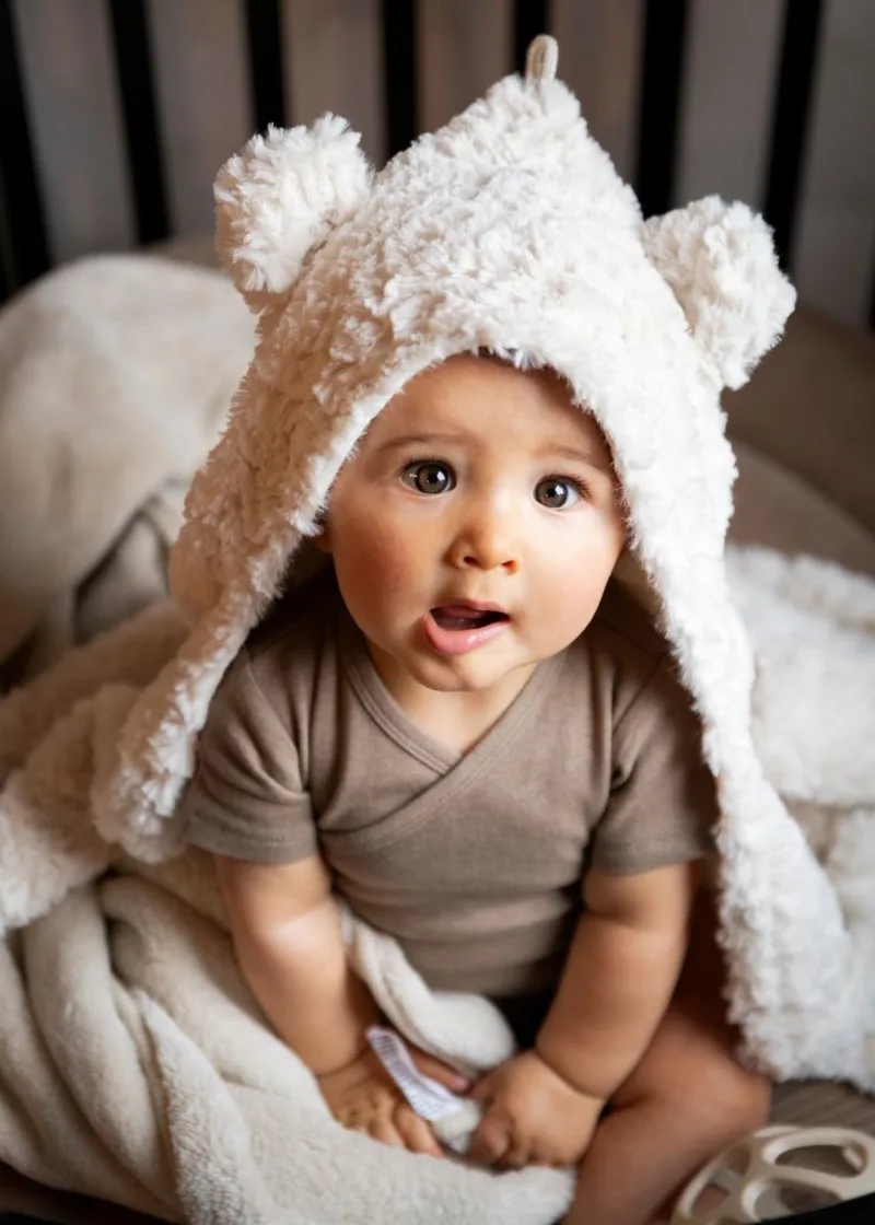 Wikkeldeken Snow - met oortjes - 75x75 cm de Baby's Only en Wolwit – photo produit 2 sur 3