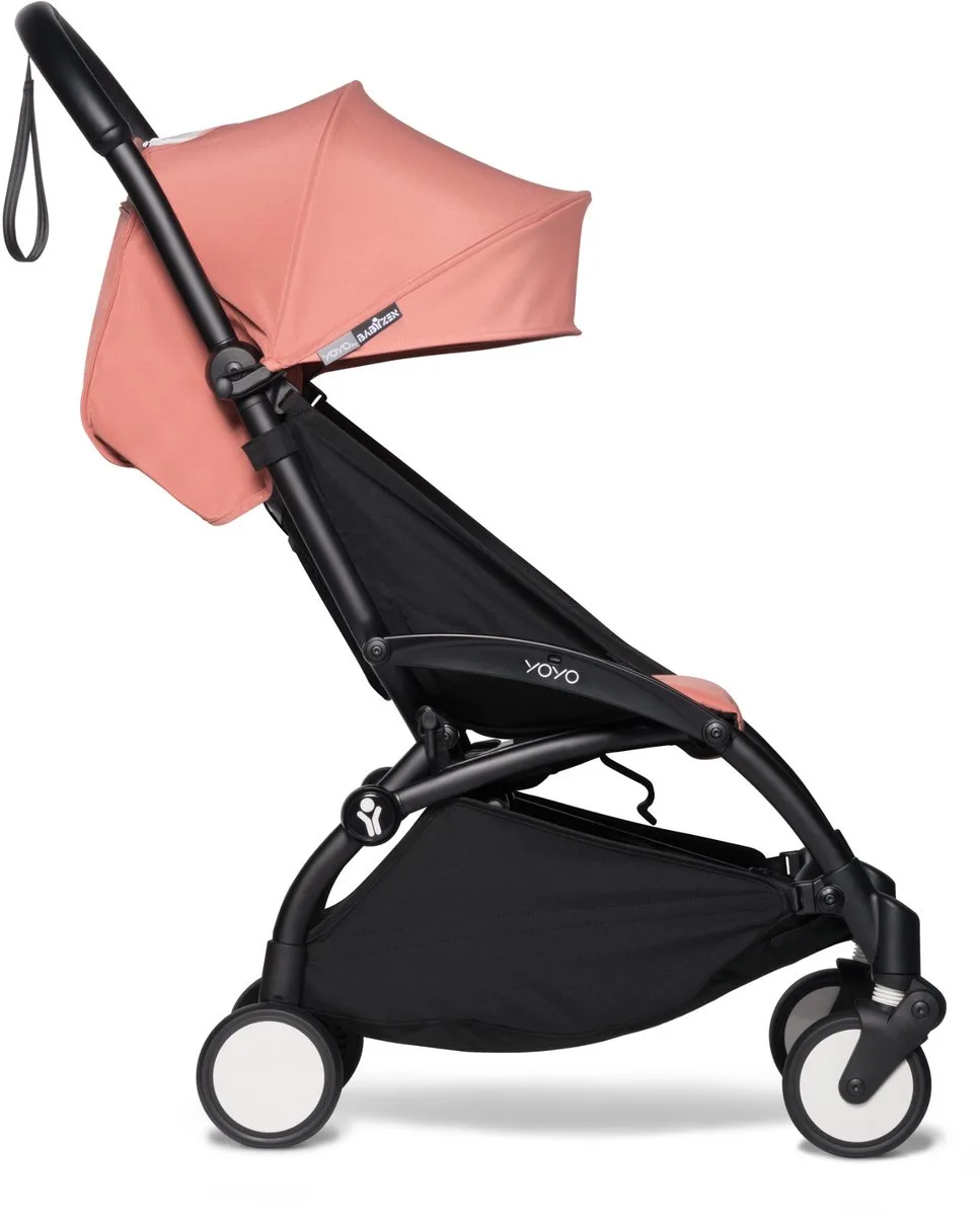 YOYO2 Kinderwagen (Zwart Frame met 6+ Kleurenpakket) - Inclusief Harnas, Rugleuning, Kapverlengingen, Schouderband, Opbergtas, Zitkussen en Bijpassende Kap by Babyzen in Ginger – product photo