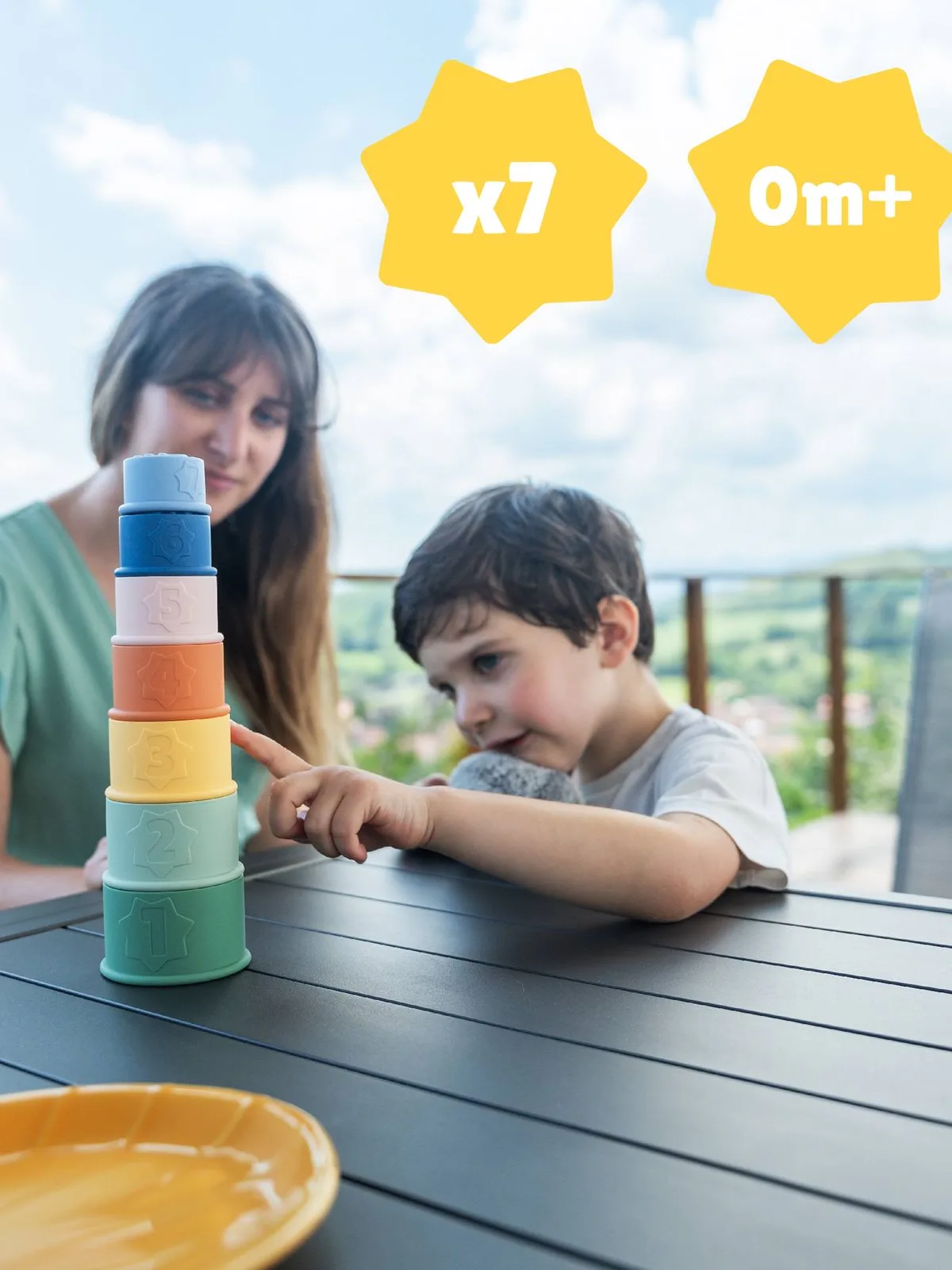 Siliconen stapelbare bekers BADABULLE meerkleurig van Badabulle – productfoto
