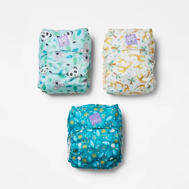 3-pack Miosolo alles-in-één herbruikbare luiers in Dier van Bambino Mio – productfoto