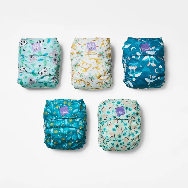 5-pack Miosolo alles-in-één herbruikbare luiers in Dier by Bambino Mio – product photo