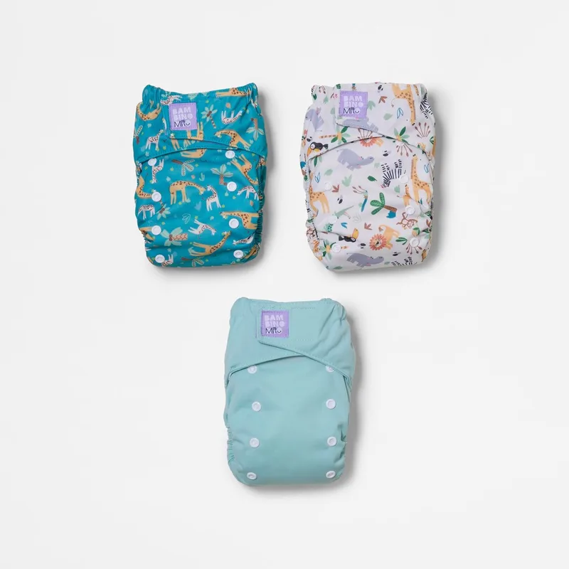 Set van 3 herbruikbare luiers in Wild Life-motief by Bambino Mio – product photo