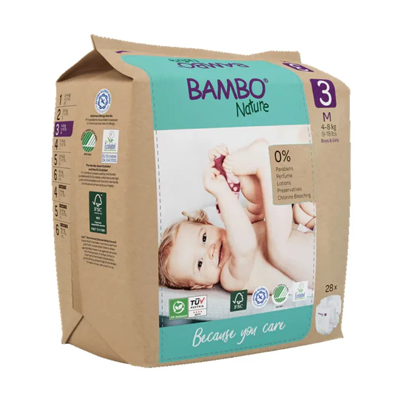 2x Bambo Nature Luiers Maat 3 (4-8 kg) 28 stuks de Bambo Nature – photo produit