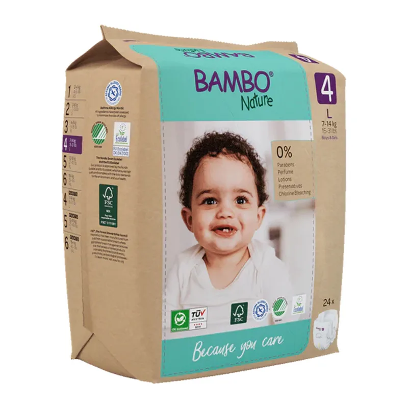 2x Bambo Nature Luiers Maat 4 (7-14 kg) 24 stuks de Bambo Nature – photo produit