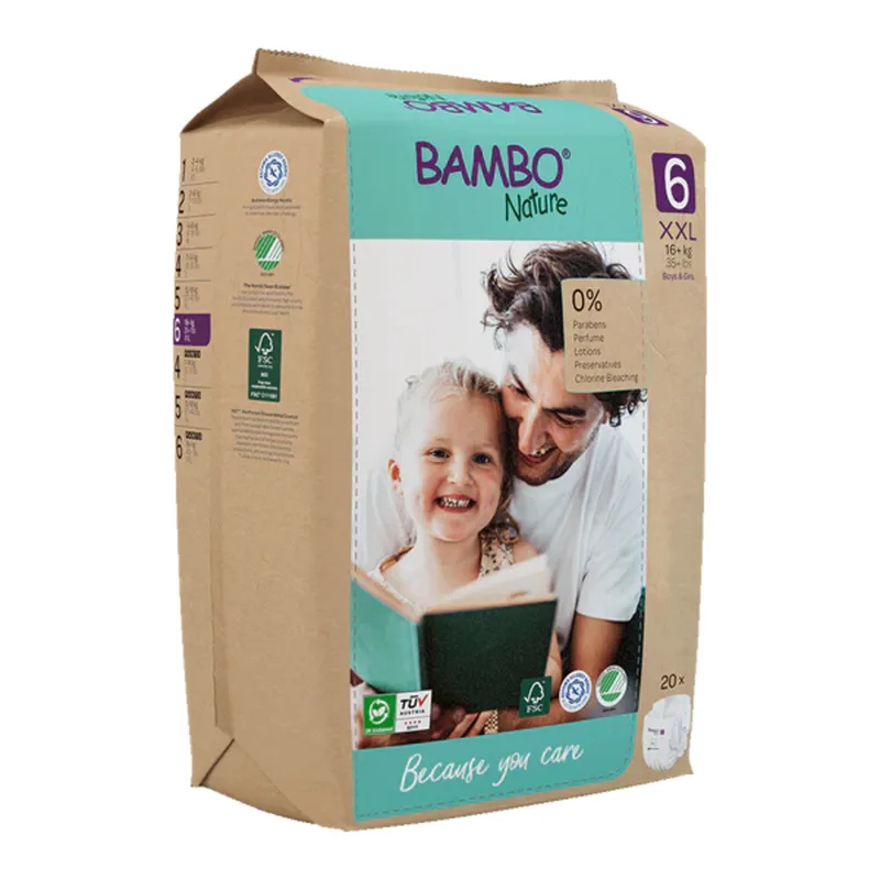 2x Bambo Nature Luiers Maat 6 (16-30 kg) 20 stuks de Bambo Nature – photo produit