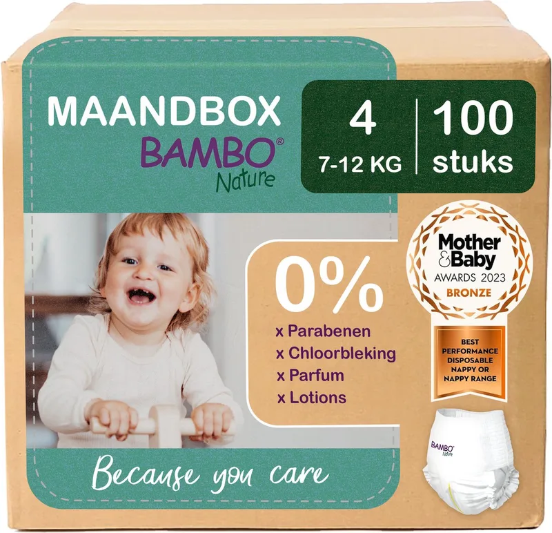 Luierbroekjes - Maat 4 (7-12 kg) - 100 stuks Maandbox - 0% onnodige toevoegingen - Ideaal voor de gevoelige huid - Nordic Swan Ecolabel de BAMBO Nature – photo produit