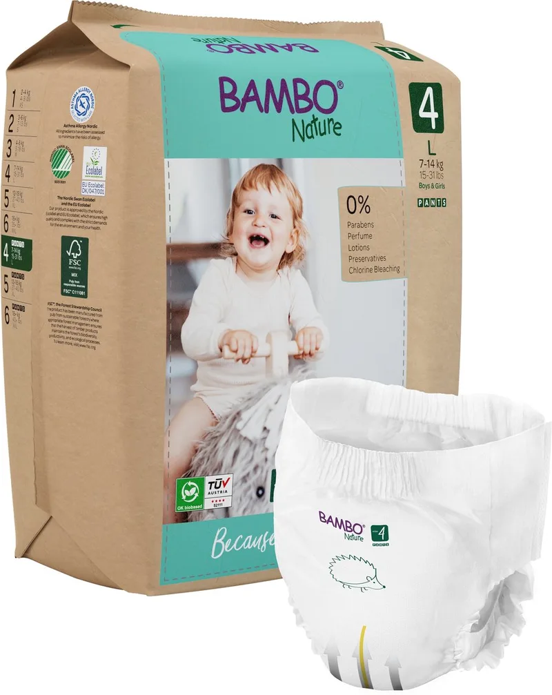 Luierbroekjes Maat 4 (7-12 kg) 20 stuks by BAMBO Nature – product photo