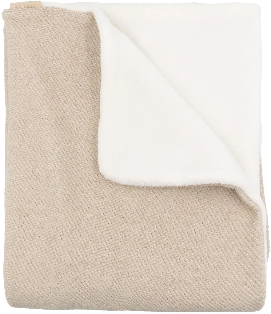 Geborstelde Wiegdeken met pluche – Melange Sand fra Bamboom i Beige – produktbillede