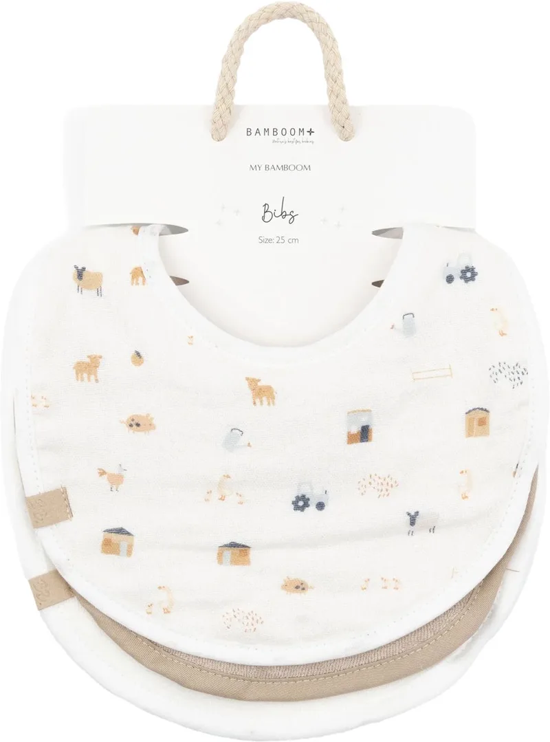 Slabbetjes met drukknoop - 3 stuks - The Farm - One Size by Bamboom in Ivory – product photo