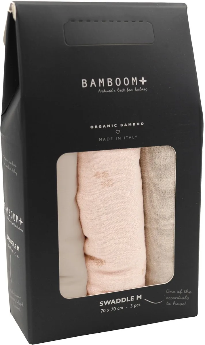 Swaddle Muslin - Medium - 75 x 75 - Branches / Ligh Sand / Almond by Bamboom in Beige – product photo
