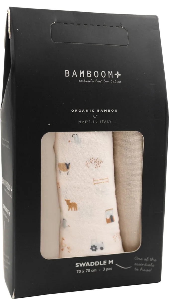Swaddle Muslin - Medium - 75 x 75 - The Farm / Light Sand / Almond by Bamboom in Beige – product photo