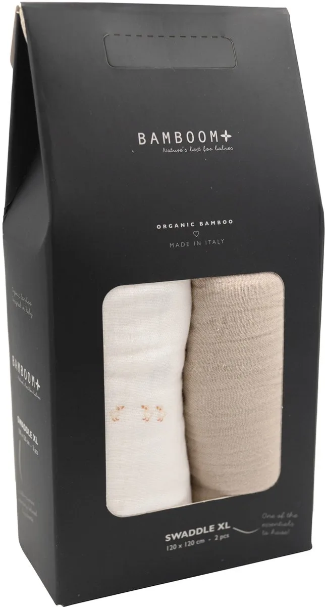 Swaddle Muslin - XL - 120 x 120 - Set Of 2 - Farm Buddies / Light Sand by Bamboom in Beige – product photo