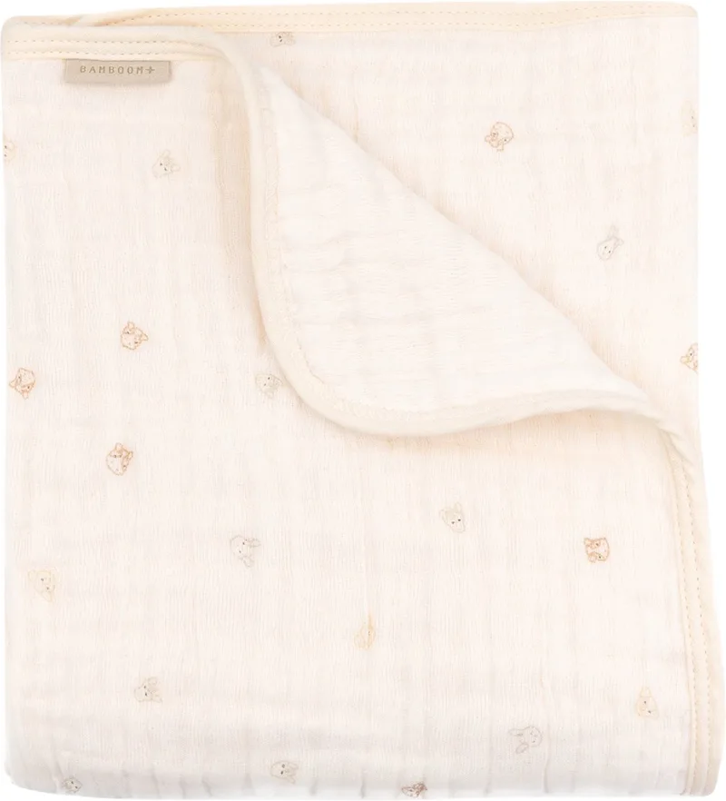 Wiegdeken Nuvola - Animal Friends van Bamboom in Beige – productfoto