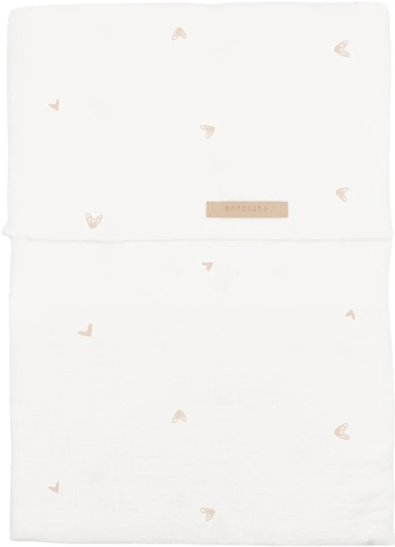 Wieglaken - 100×75 - Mini Hearts van Bamboom in Offwhite – productfoto