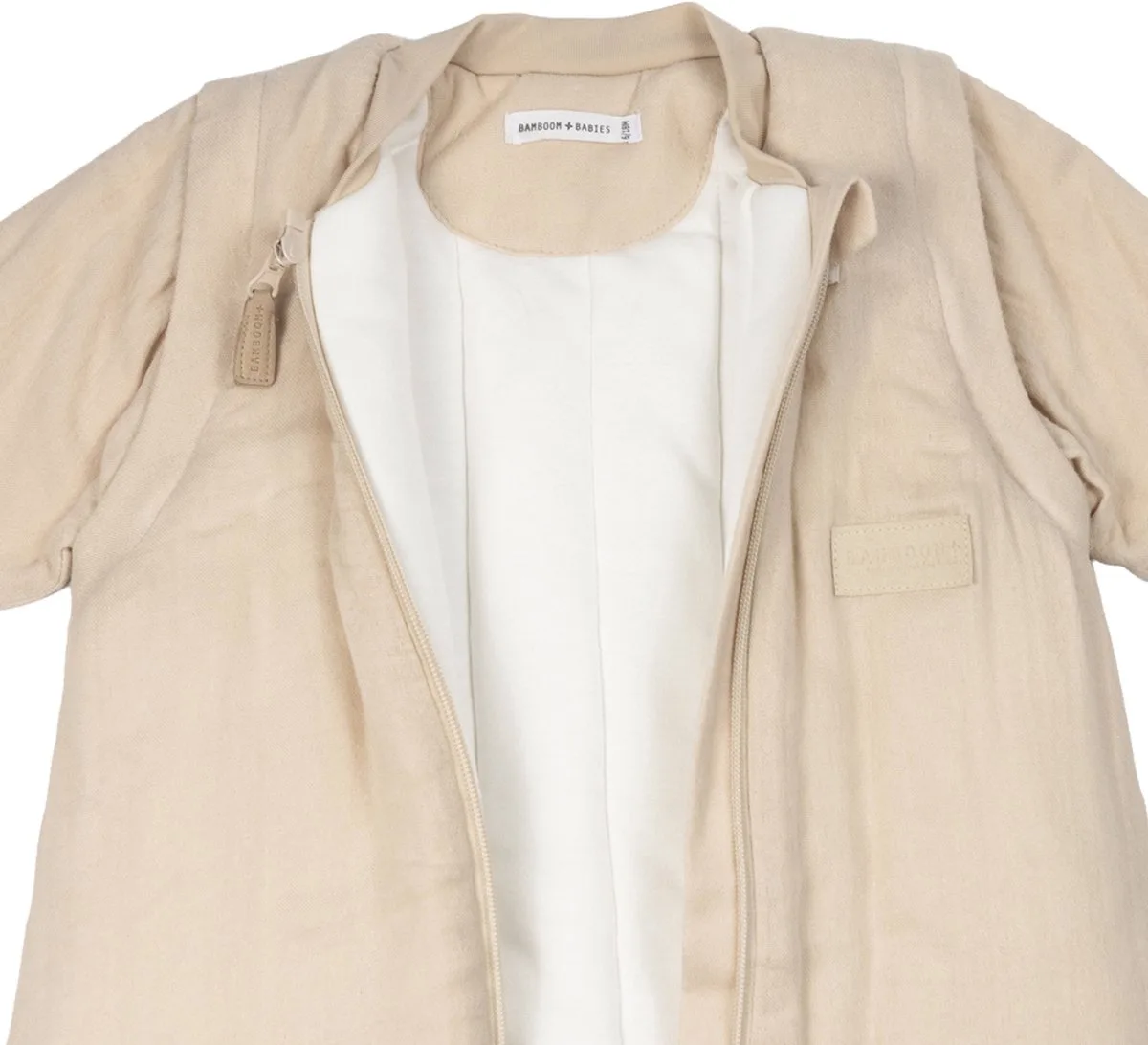 Winterslaapzak Mini met armen en voeten – Mousseline Sand – 6–18M by Bamboom in Beige – product photo