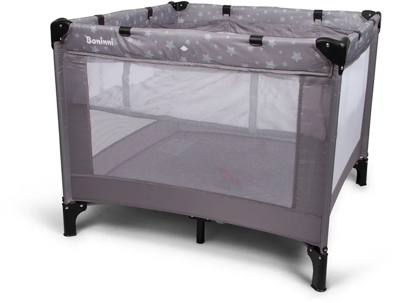 Baninni 2-in-1 Reisbed met Bodemverhoger Neva Sterren by Baninni in Grijs – product photo