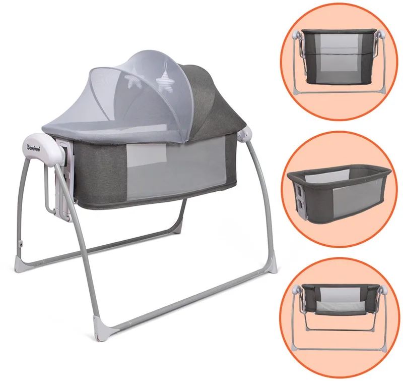 Baninni 4-in-1 Elektrische Schommelwieg met Co-Sleeper & Boxfunctie Coco by Baninni in Grijs – product photo