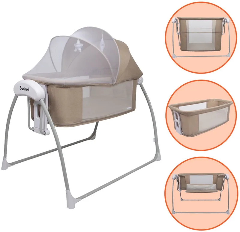 Baninni 4-in-1 Elektrische Schommelwieg met Co-Sleeper & Boxfunctie Coco de Baninni en Beige – photo produit
