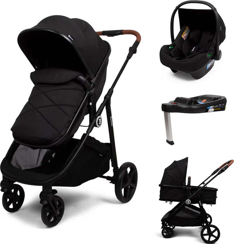 Baninni 4-in-1 Multi Standen Kinderwagen met Autostoel en Base Nelia van Baninni in Zwart – productfoto