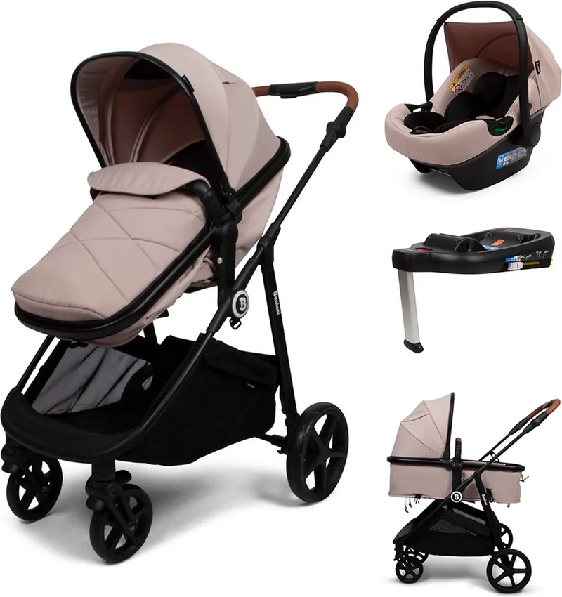 Baninni 4-in-1 Multi Standen Kinderwagen met Autostoel en Base Nelia van Baninni in Beige – productfoto