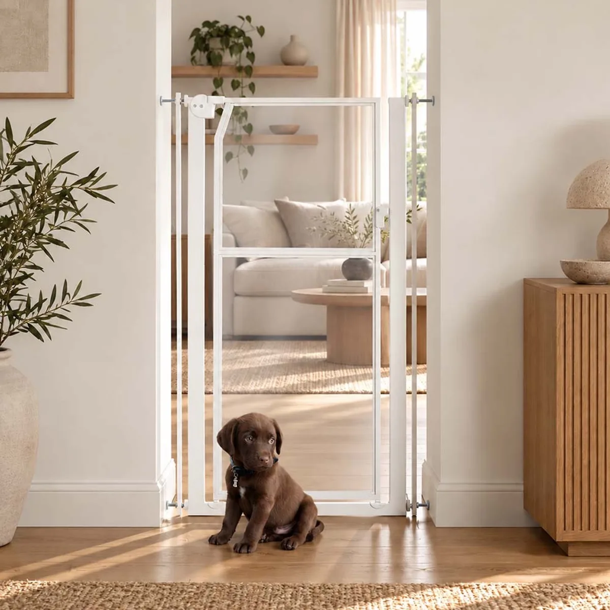 Transparant Veiligheidshek Rio 75-85 cm – Extra Hoog 150 cm von Baninni in Weiß – Produktfoto