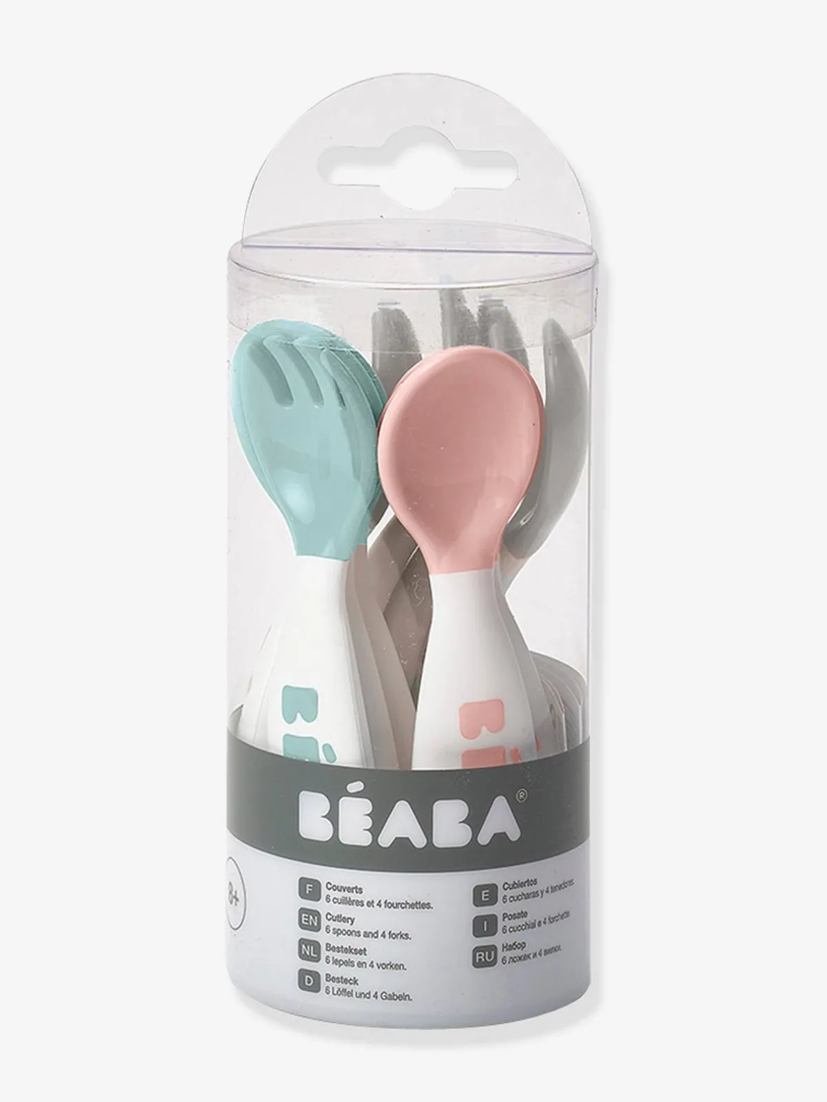 10-delige ergonomische bestekset, tweede leeftijd, van BEABA old pink/ airy green/ light mi von Béaba – Produktfoto