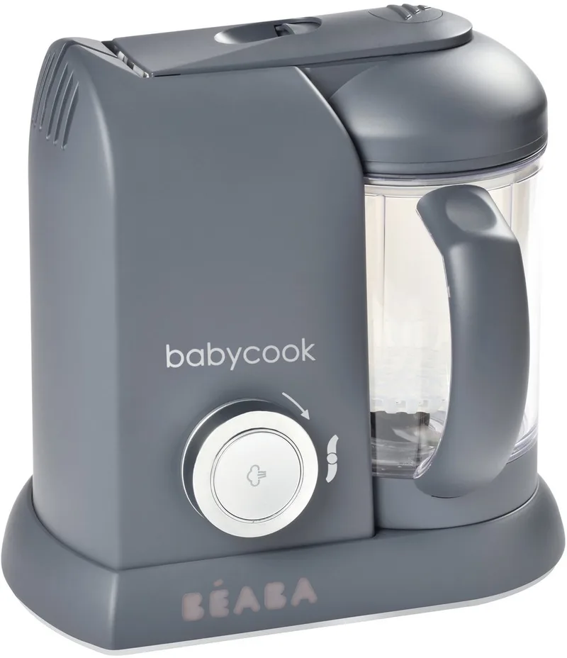 Babycook Solo Foodprocessor - 4-in-1 Stoomkoker en Blender voor Babyvoeding - Klaar in 15 Minuten met Behoud van Vitamines - Ruime Kom van 1100 ml - Inclusief Spatel, Filterdeksel en Receptenboekje - Donkergrijs van Béaba in Grijs – productfoto