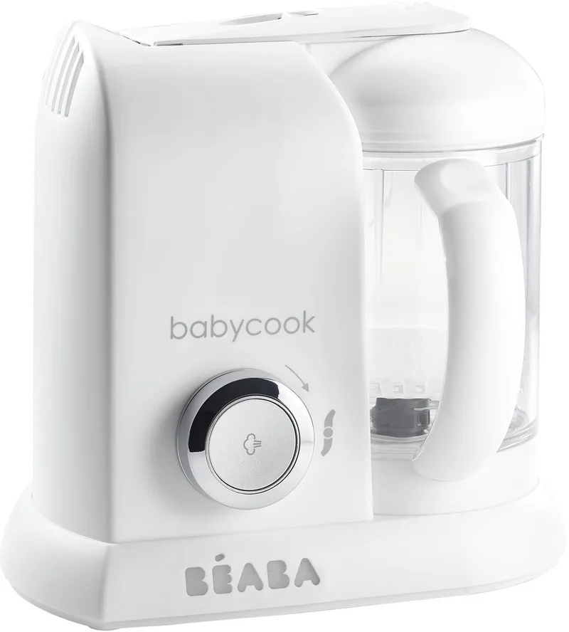 Babycook Solo Foodprocessor - 4-in-1 Stoomkoker en Blender voor Babyvoeding - Klaar in 15 Minuten met Behoud van Vitamines - Ruime Kom van 1100 ml - Inclusief Spatel, Filterdeksel en Receptenboekje - Wit/Zilver de Béaba en Blanc – photo produit