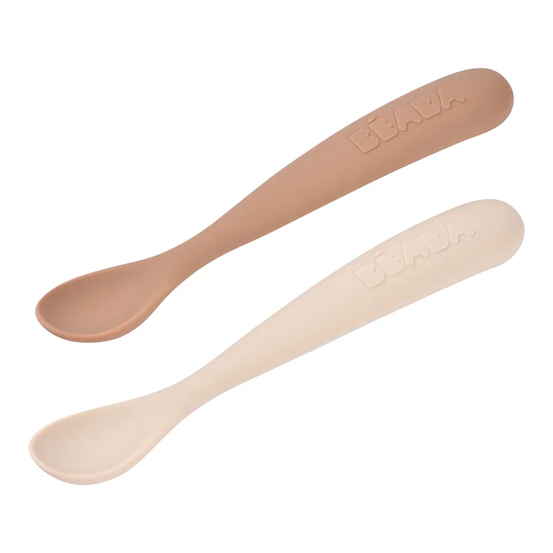 Beaba set van 2 lepels, inclusief box van Béaba in Beige, 18 × 8 × 3 mm – productfoto