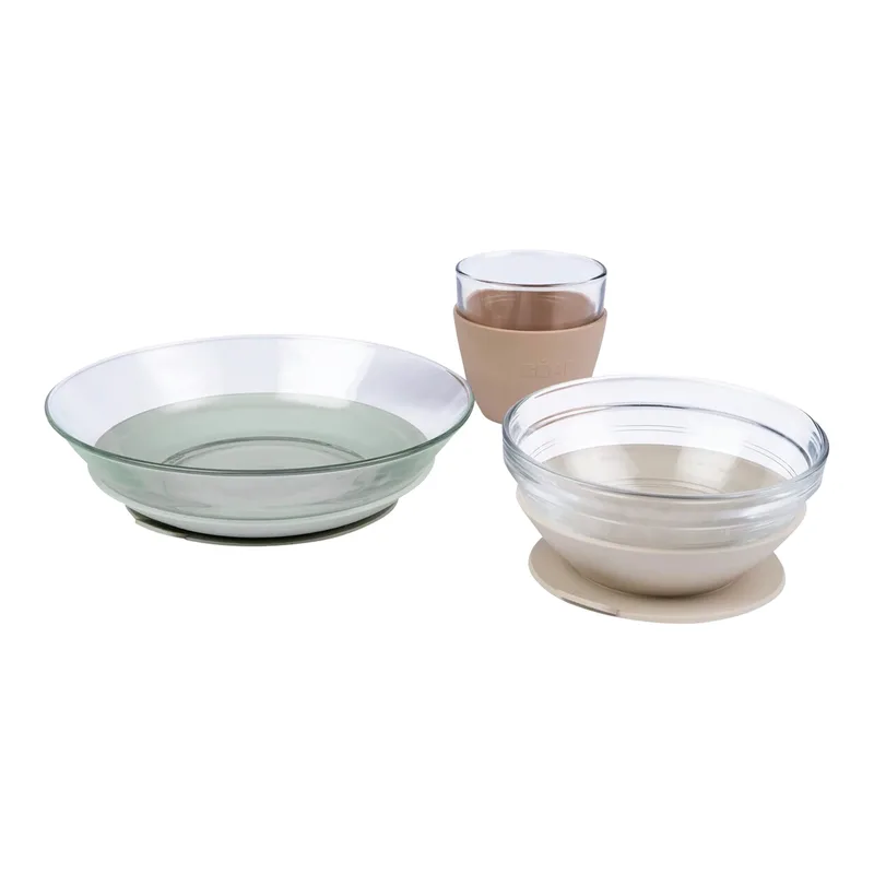 Beaba leer-eetset van glas, 3-delig van Béaba in Beige, 18 × 17 × 11 mm – productfoto