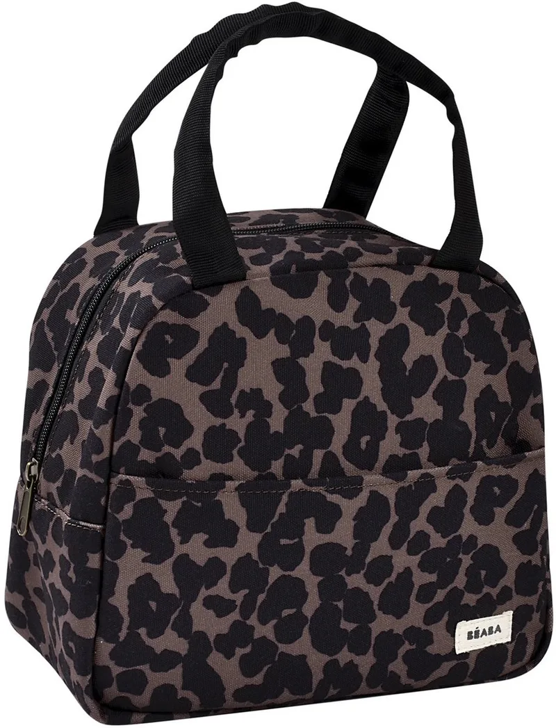 Isothermische Lunchtas 5 Liter - Koeltas voor Babymaaltijden en Flessen tot 23 cm - Houdt Voeding Urenlang Warm of Koud - Brede Ritsopening met Extra Buitenvak - Waterafstotend en Opvouwbaar - Leopardprint fra Béaba i Leopard – produktbillede
