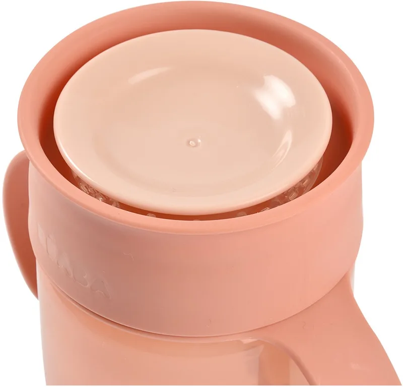 Leerbeker - Drinkbeker - 340 ml - Lekvrij & 360° Drinkrand van Béaba in Roze – productfoto