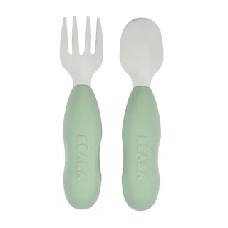 Lepel En Vork Inox - Sage Green van Béaba – productfoto 1 van 3