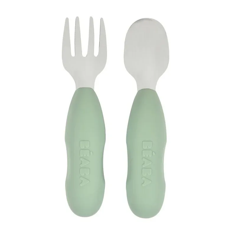 Lepel En Vork Inox - Sage Green van Béaba – productfoto 1 van 3