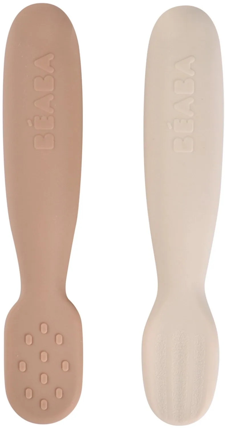 Oefenlepel – Eerste Bestek voor Baby's – Zacht & Ergonomisch – Voor Zelfstandig Leren Eten – Vanaf 6 Maanden van Béaba in Clay – productfoto