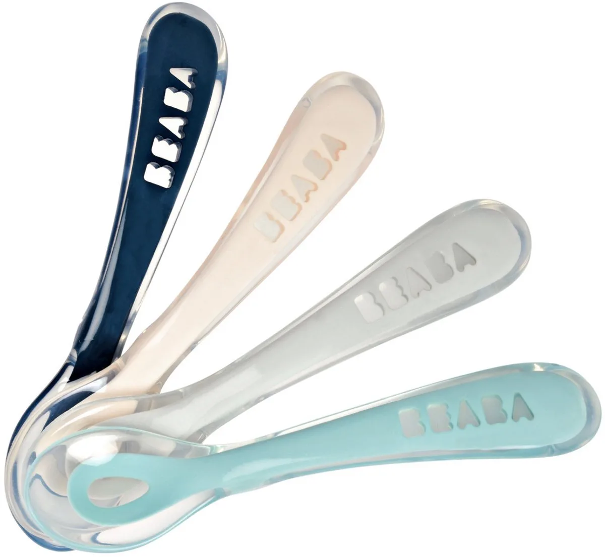 Set Siliconen Lepeltjes - 4 Stuks - 8+ Maanden - Ergonomisch en Zacht - Makkelijk te reinigen by Béaba in Blue – product photo