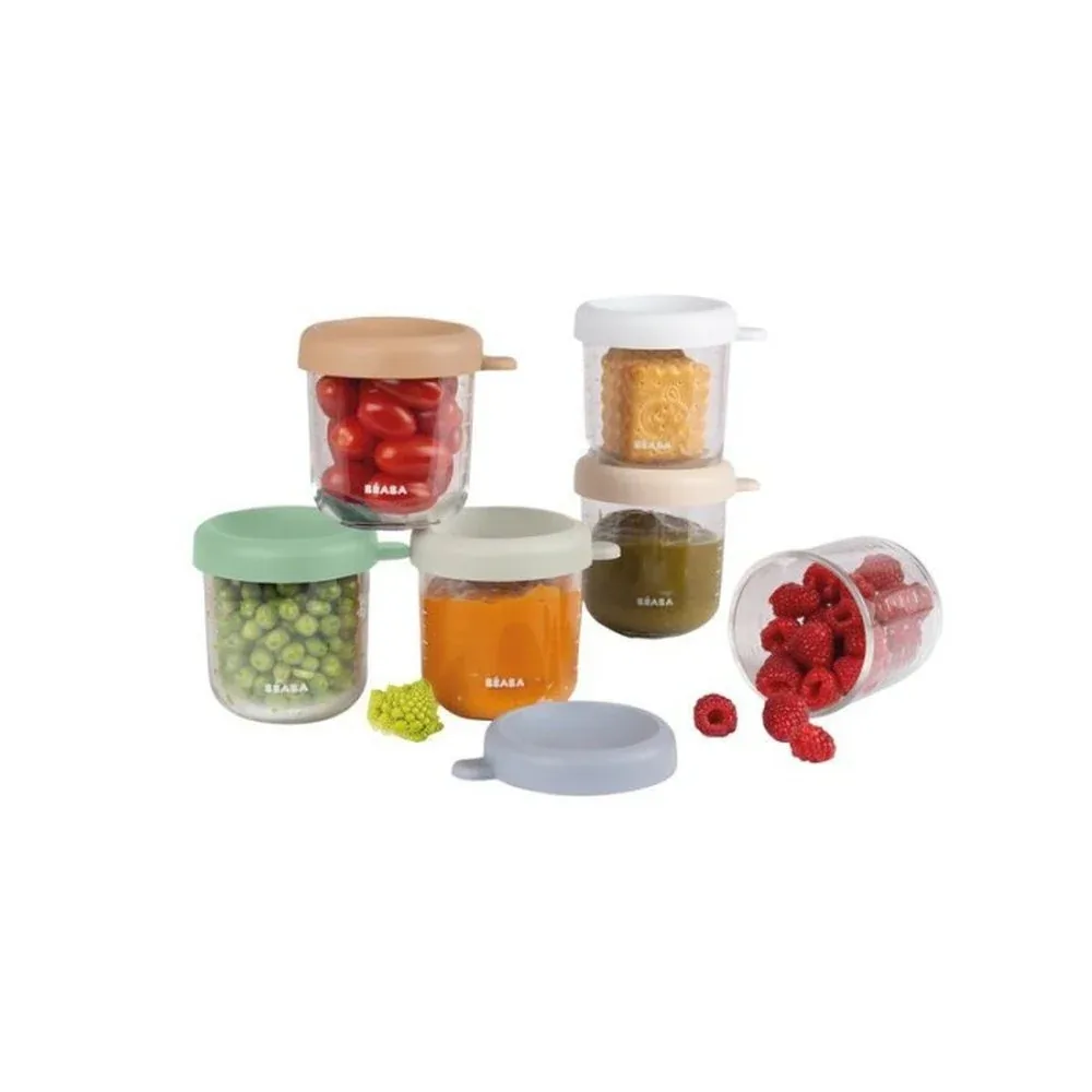 Set Van 6 Glazen Bewaarpotjes 250 Ml - Natural Color Mix by Béaba – product photo