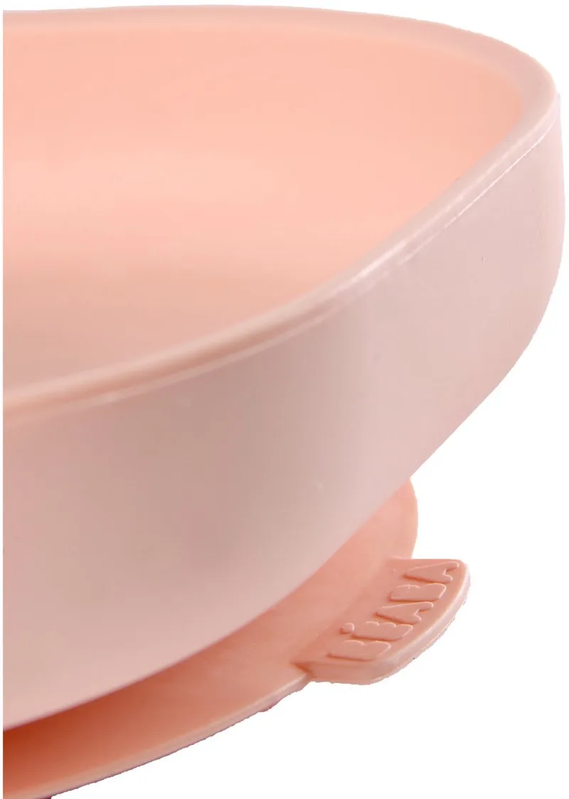 Siliconen Bord met Zuignap - Antislipbordje voor Baby's die Zelfstandig Leren Eten - Hoge Randen die het Scheppen Vergemakkelijken - Onbreekbaar en Flexibel - Geschikt voor Magnetron en Vaatwasser - BPA-vrij de Béaba en Rose – photo produit
