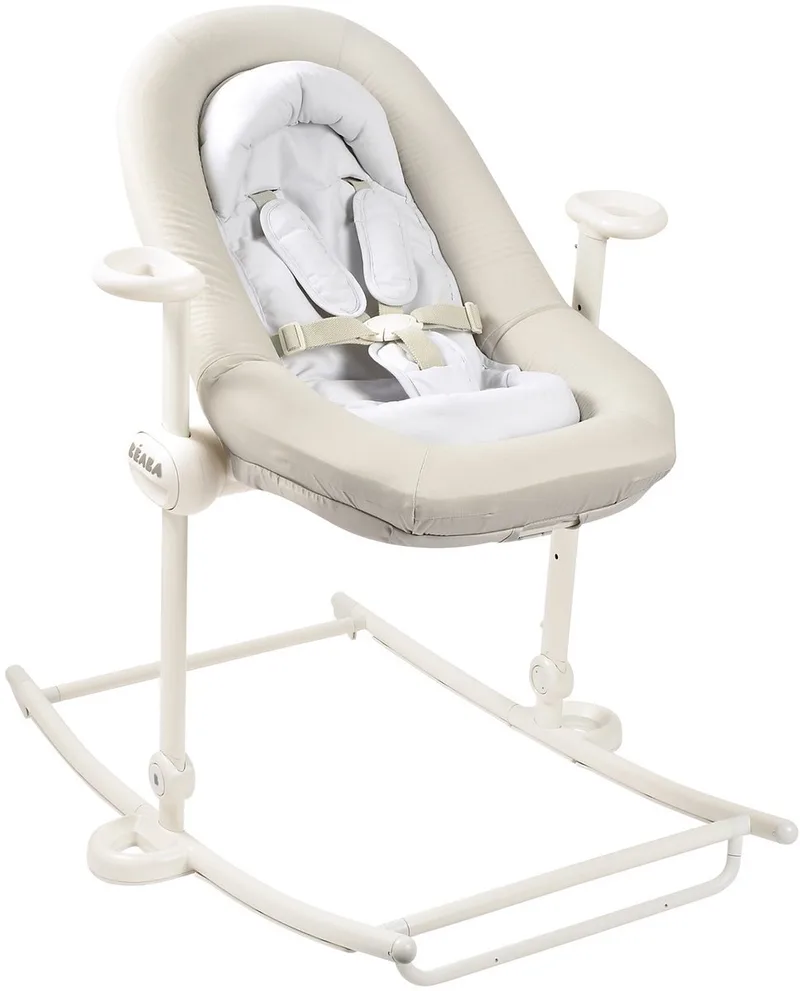 Sitter Relax Up & Down Plus Wipstoel - 4 Verstelbare Hoogtes van 24 tot 52 cm - 3 Ligstanden en Inclusief Zitverkleiner - 5-Puntsgordel met Anti-Wipfunctie - Opvouwbaar tot 18 cm - Tot 9 kg - Sea Salt fra Béaba i Ecru – produktbillede