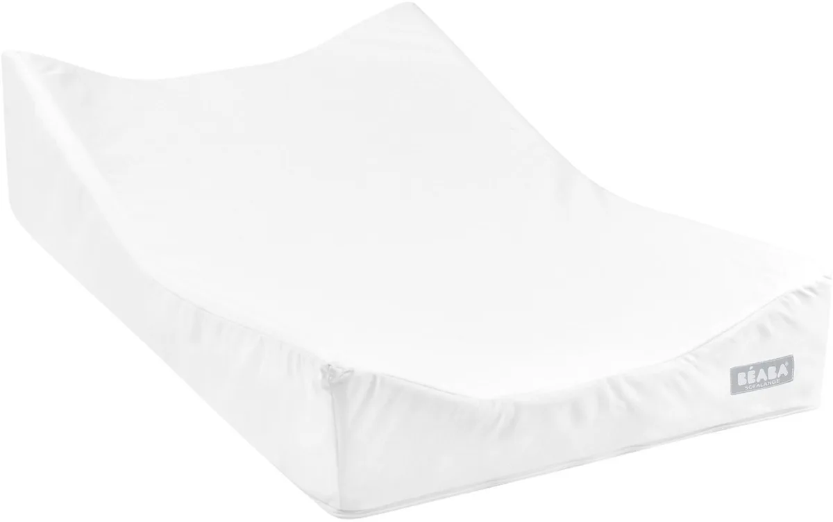 Sofalange Aankleedkussen inclusief Overtrek - Schuin Verschoonkussen met Helling van 16° tegen Reflux - Meer Oogcontact tijdens het Verzorgen - Koudschuim dat Terugveert - Katoenen Hoes Wasbaar op 30 °C by Béaba in White – product photo