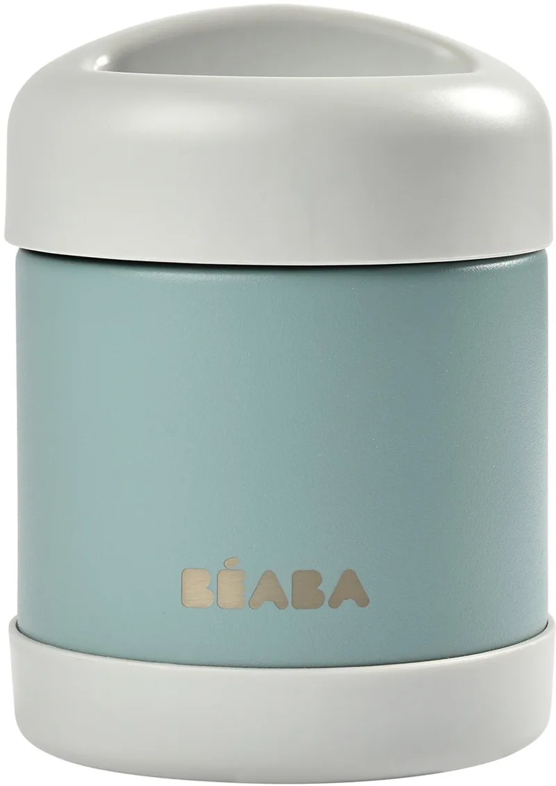 Thermo-Portie - Thermosfles & Geïsoleerd Potje - RVS - 300 ml - Warm & Koud - Blauw de Béaba en Gris – photo produit