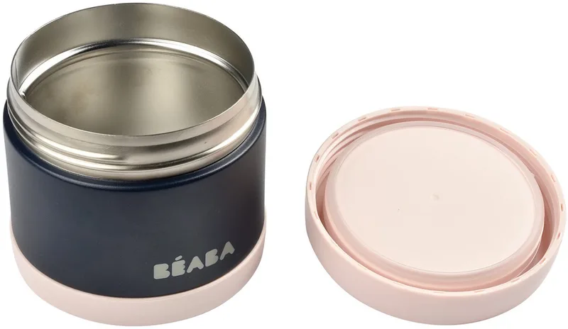 Thermo-Portie - Thermosfles & Geïsoleerd Potje - RVS - 500 ml - Lekvrij & Duurzaam - Roze/Blauw de Béaba en Bleu – photo produit