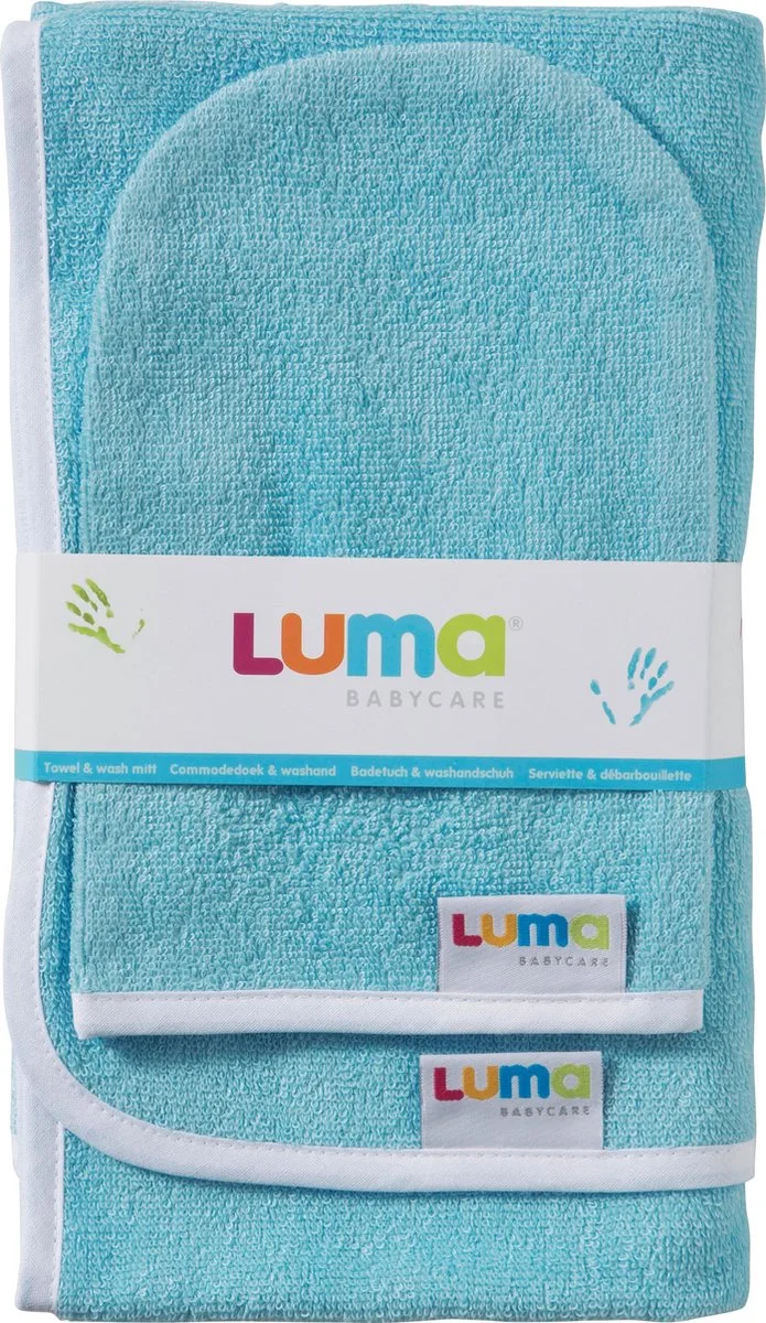 Luma Commodedoek en Washand van bébé-jou in Sky Blue – productfoto