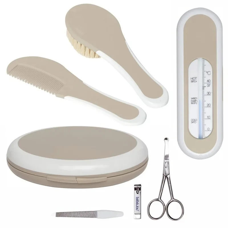Verzorgingsset - Taupe | Kapset, Manicureset en Badthermometer by bébé-jou – product photo