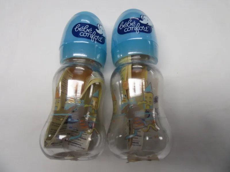2 pack , klein zuigfles , pvc , 2x 120 ml , huisje blauw by Bébé Confort in Blauw , doorzichtig tekening – product photo