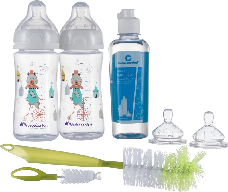 Emotion PP Drinkfles - 2 stuks + Vaatwasvloeistof + Flessenborstel - 0-12m van Bébé Confort in Wit – productfoto