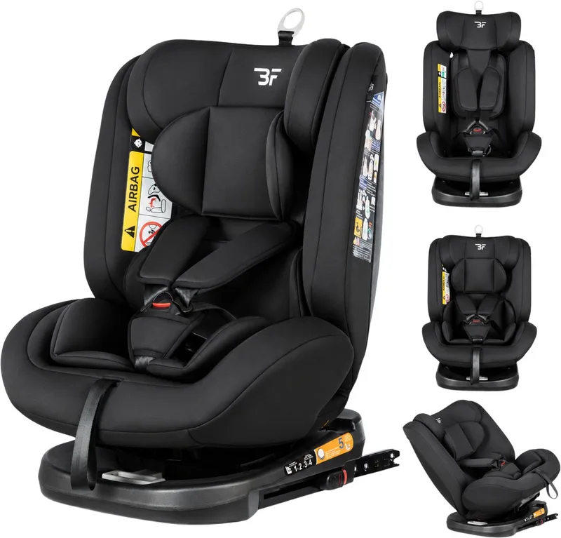 Autostoel 360 Graden – i-Size Autostoel 40-150 cm – Draaibaar met ISOFIX en Top Tether van Bebies First in Zwart – productfoto